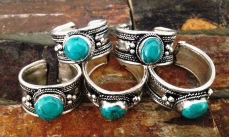 Tibetaans zilveren ring met Turkoois - nr. 1