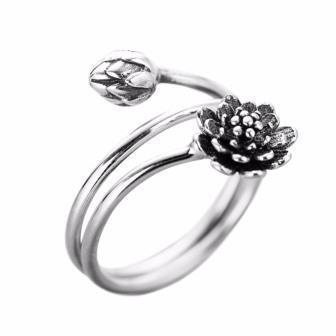 Lotus ring van zilver, met elegant wikkeleffect - nr. 1