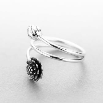 Lotus ring van zilver, met elegant wikkeleffect - Afbeelding 2