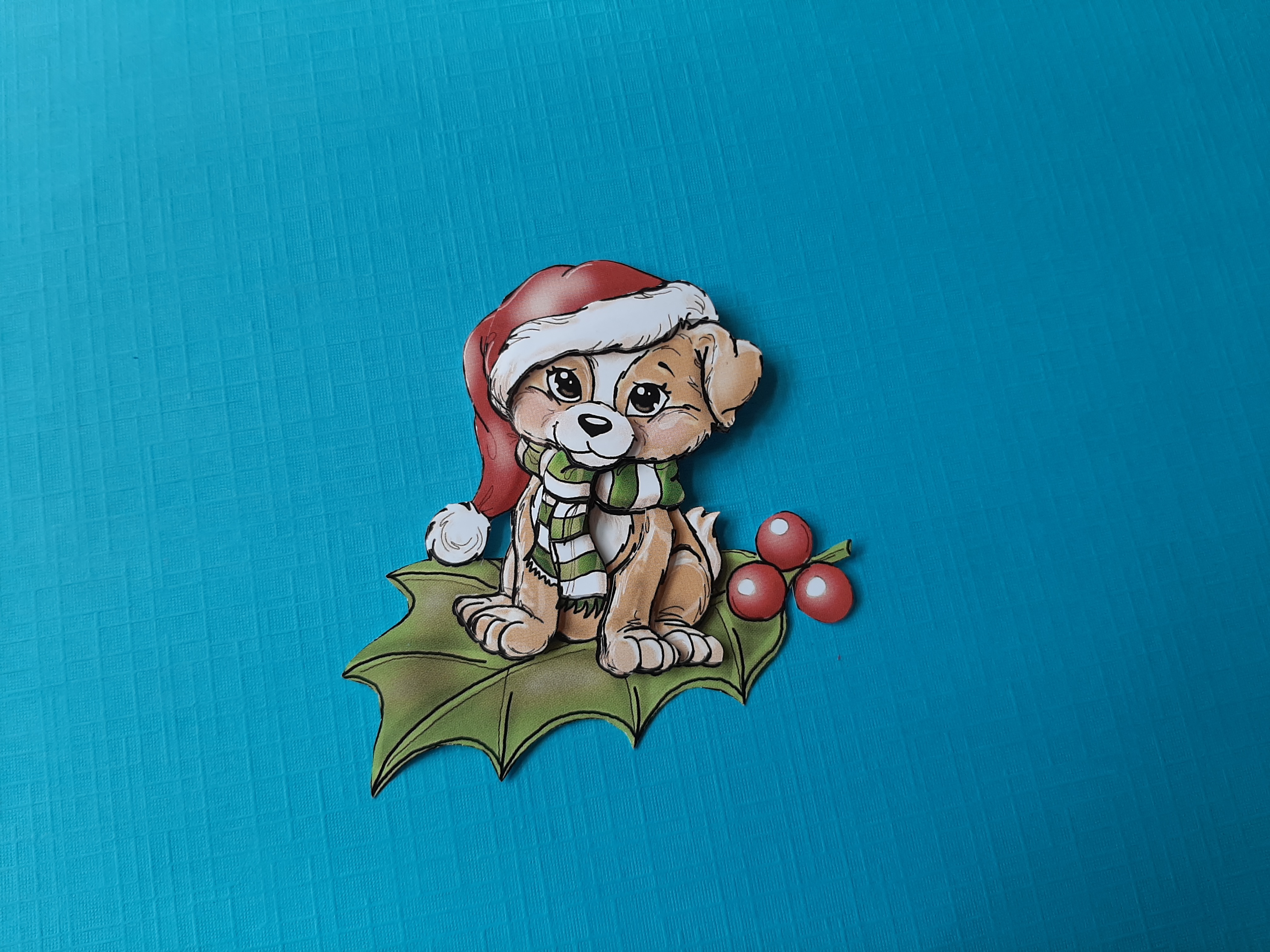 ky051 KERST Yvonne / hond met kerstmuts - nr. 1
