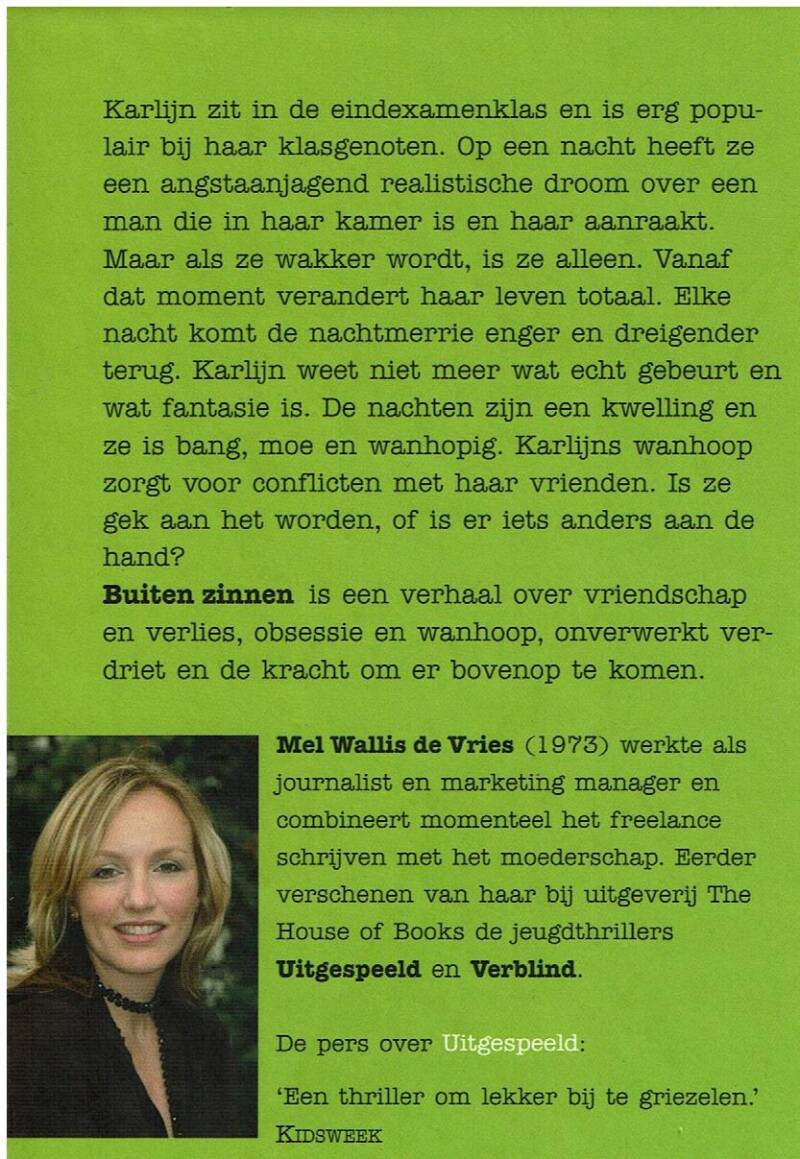 Mel Wallis de Vries - Buiten zinnen - jeugdthriller - Young Adult - Afbeelding 2