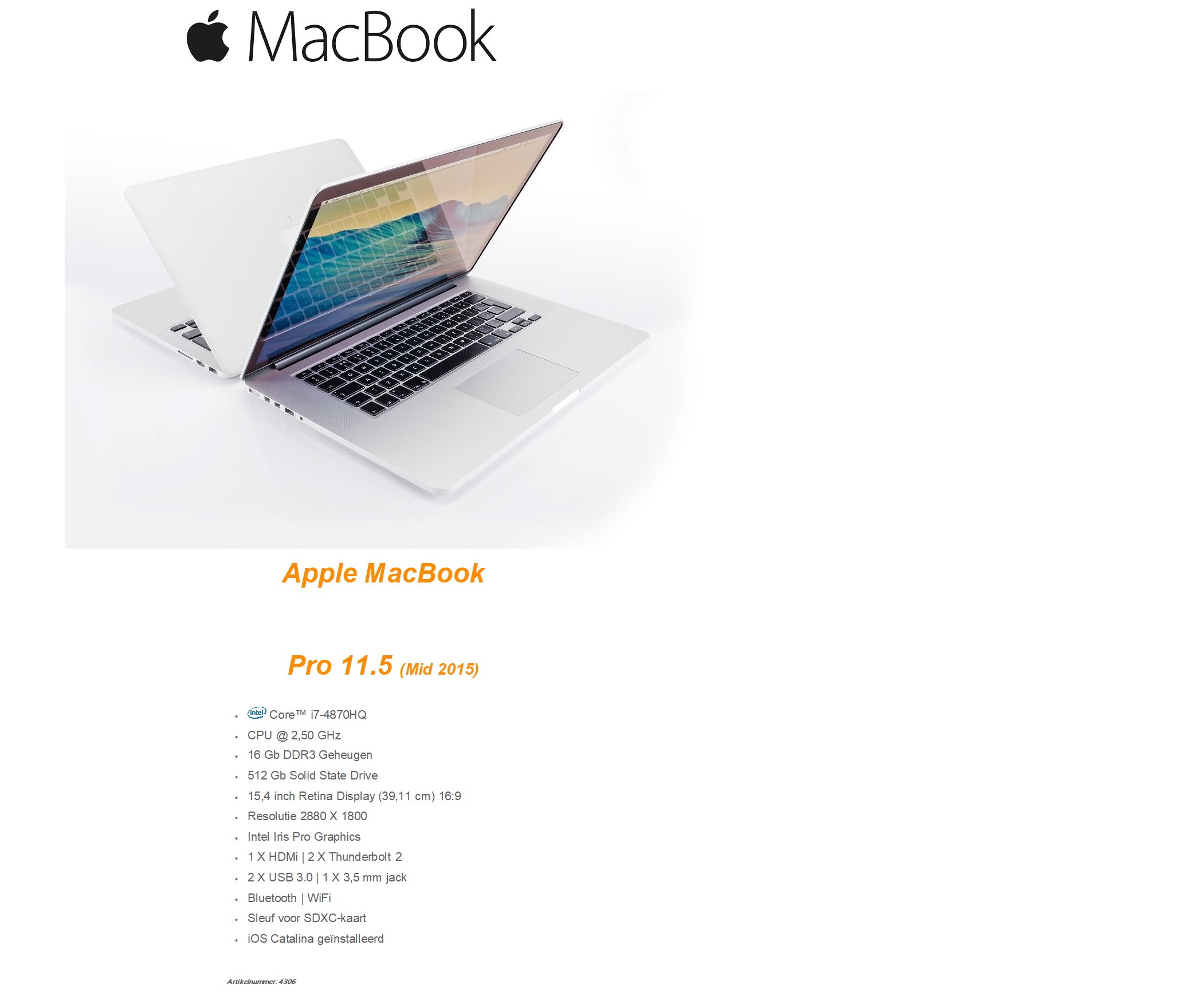 Apple MacBook Pro diverse modellen Retina Display