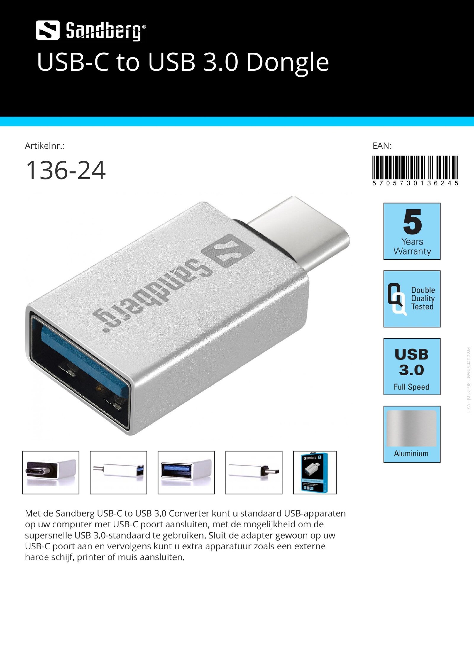 USB-C to USB 3.0 Dongle