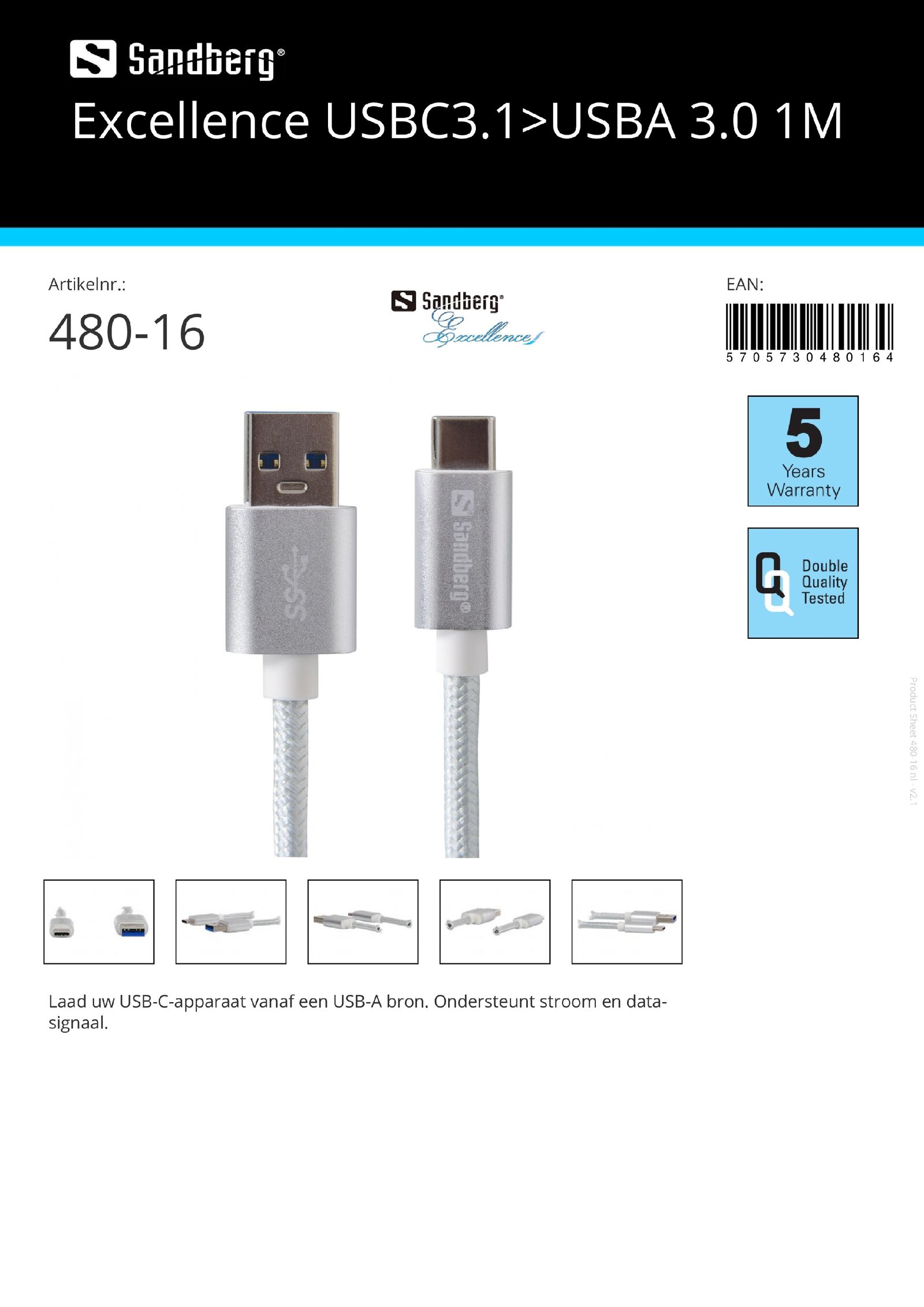 Excellence USB C 3.1 > USB A 3.0 1M
