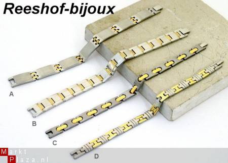 ACTIE: Mooie Edelstalen (RVS) bi-color armband (B)